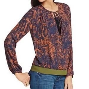 Med CAbi 101 Boarder Wrap Snake Print Top